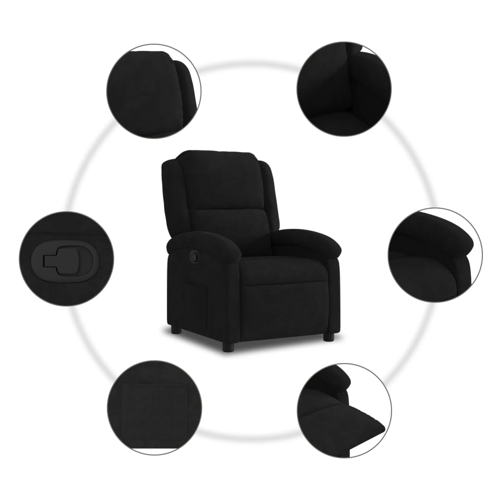 Recliner Chair Black Velvet