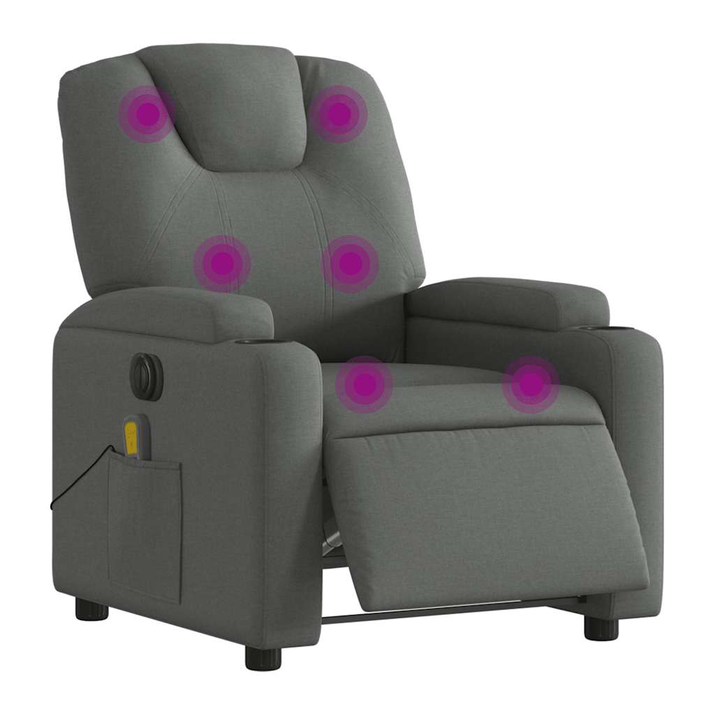 Electric Massage Recliner Chair Dark Grey Fabric