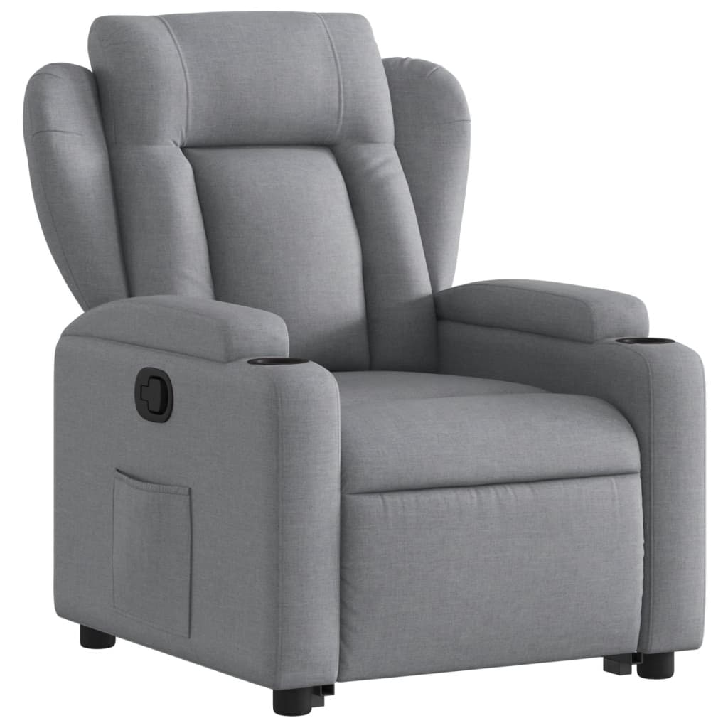 Stand up Recliner Chair Light Grey Fabric