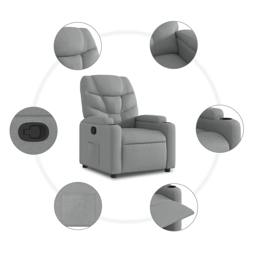 Recliner Chair Light Grey Fabric