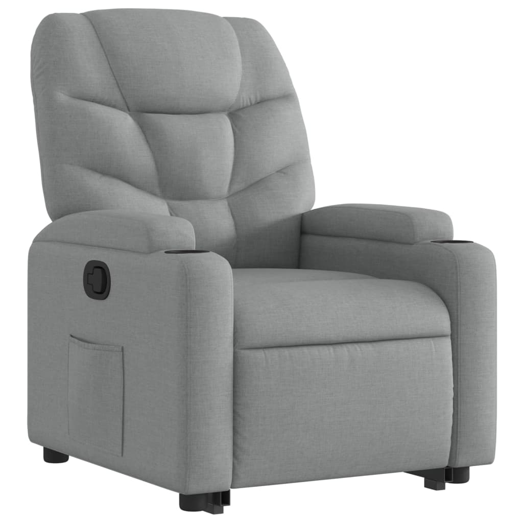 Stand up Recliner Chair Light Grey Fabric