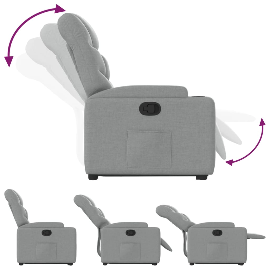 Stand up Recliner Chair Light Grey Fabric