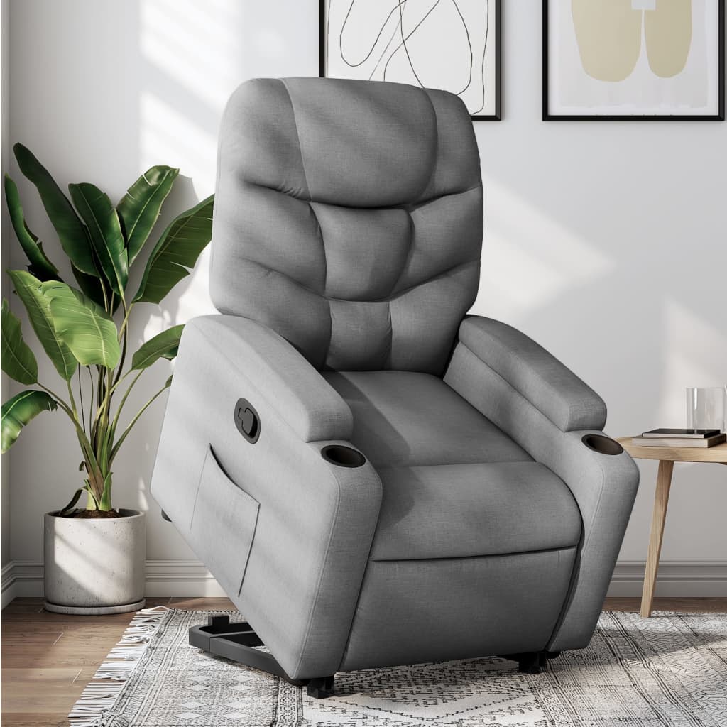 Stand up Recliner Chair Light Grey Fabric