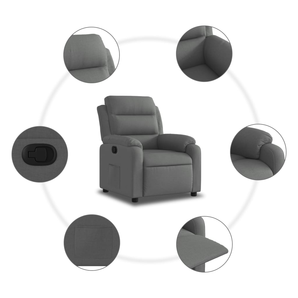 Recliner Chair Dark Grey Fabric