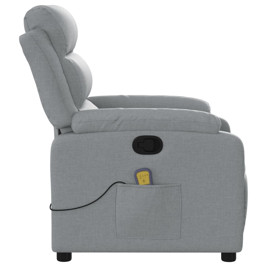 Massage Recliner Chair Light Grey Fabric