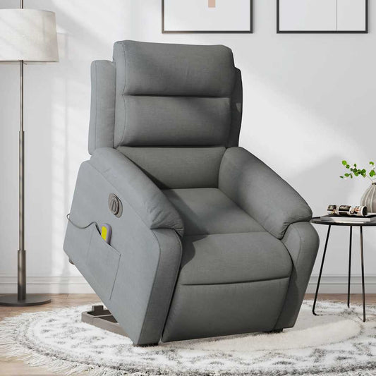 Electric Stand up Massage Recliner Chair Dark Grey Fabric
