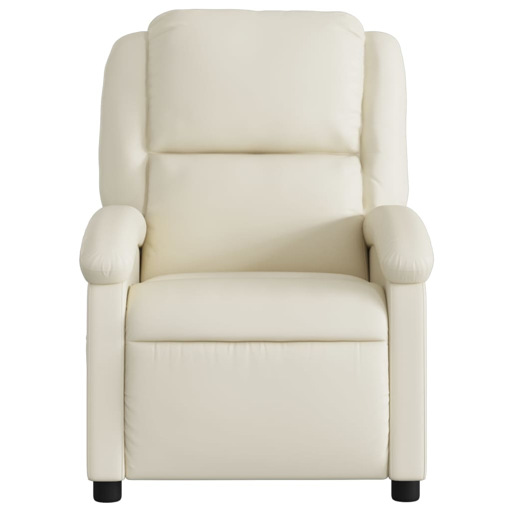 Massage Recliner Chair Cream Faux Leather