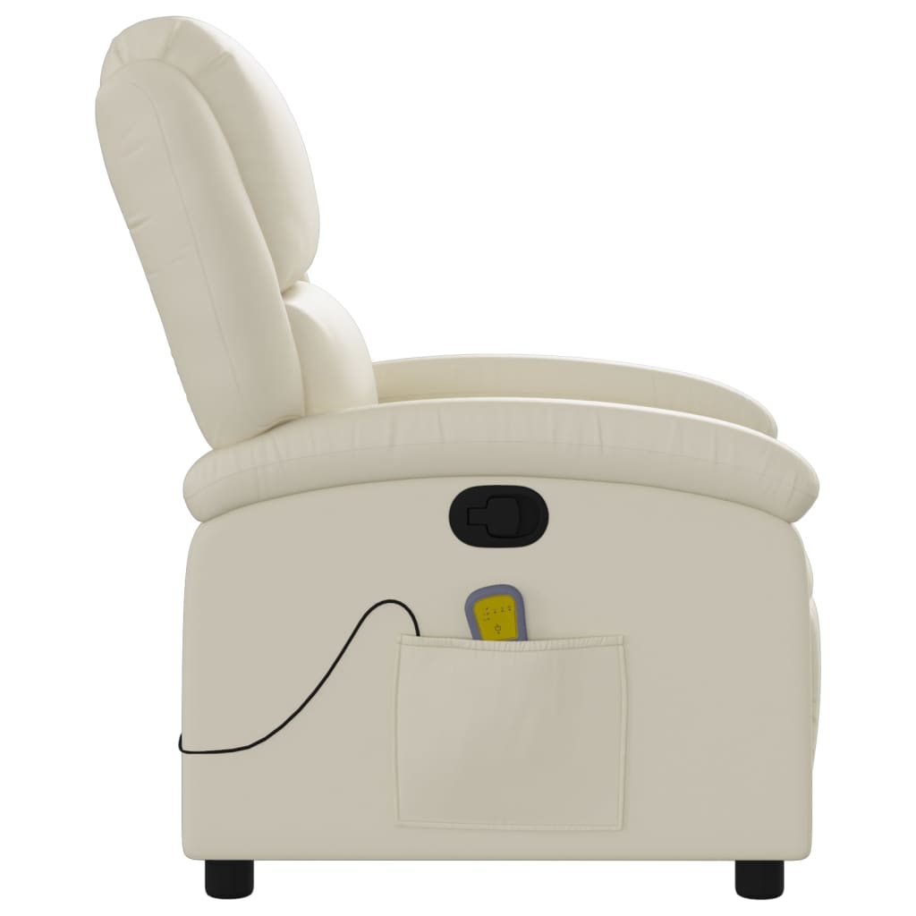 Massage Recliner Chair Cream Faux Leather