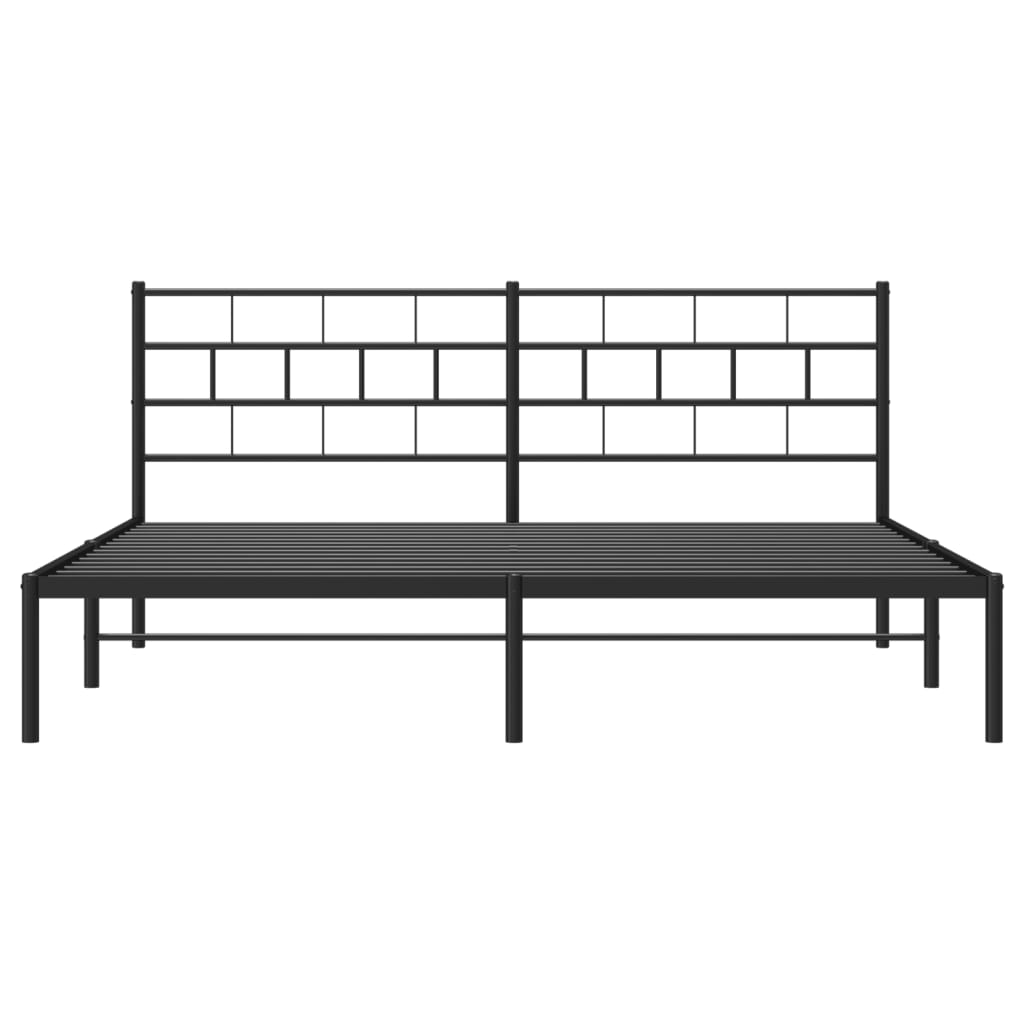 Metal Bed Frame without Mattress with Headboard Black 183x203 cm King