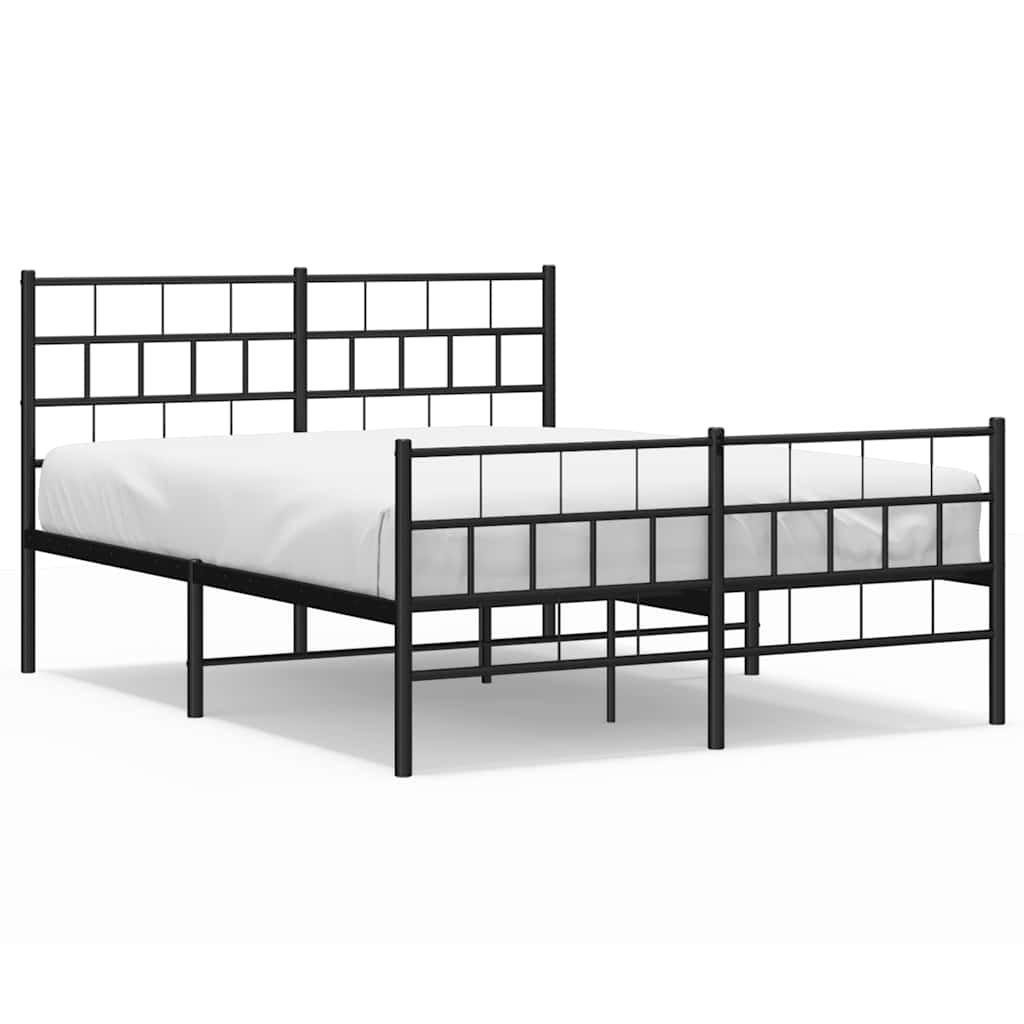 Metal Bed Frame without Mattress with Footboard Black 135x190 cm