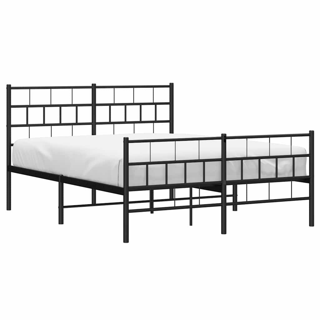 Metal Bed Frame without Mattress with Footboard Black 135x190 cm
