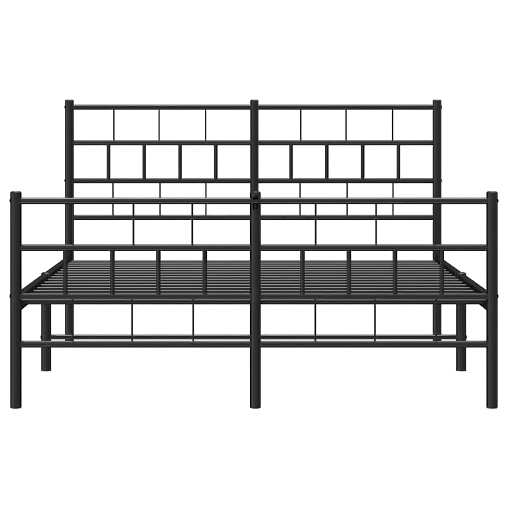 Metal Bed Frame without Mattress with Footboard Black 135x190 cm