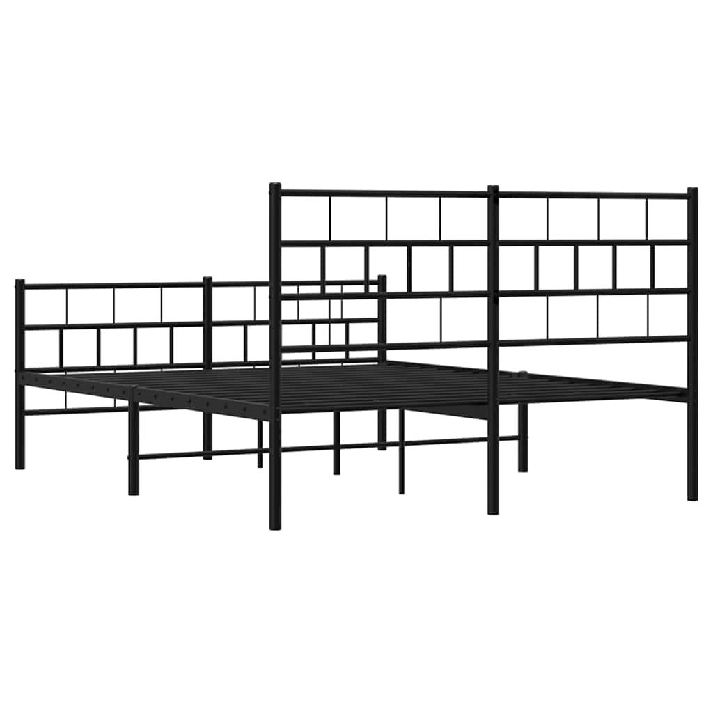Metal Bed Frame without Mattress with Footboard Black 135x190 cm