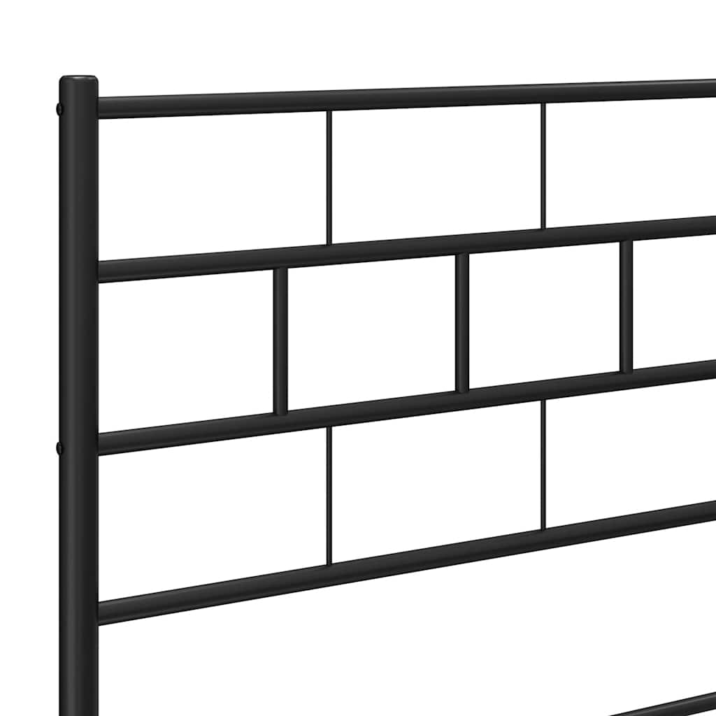 Metal Bed Frame without Mattress with Footboard Black 135x190 cm