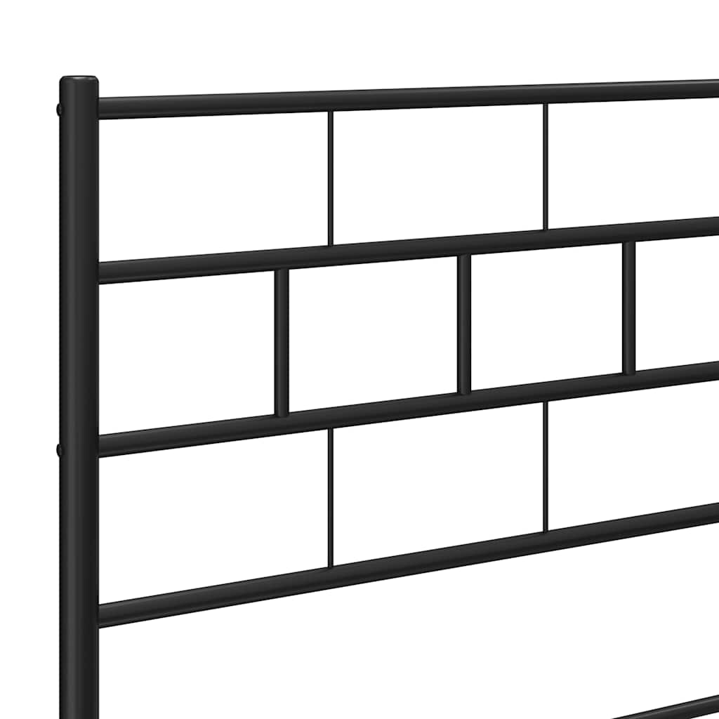 Metal Bed Frame without Mattress with Footboard Black 150x200 cm