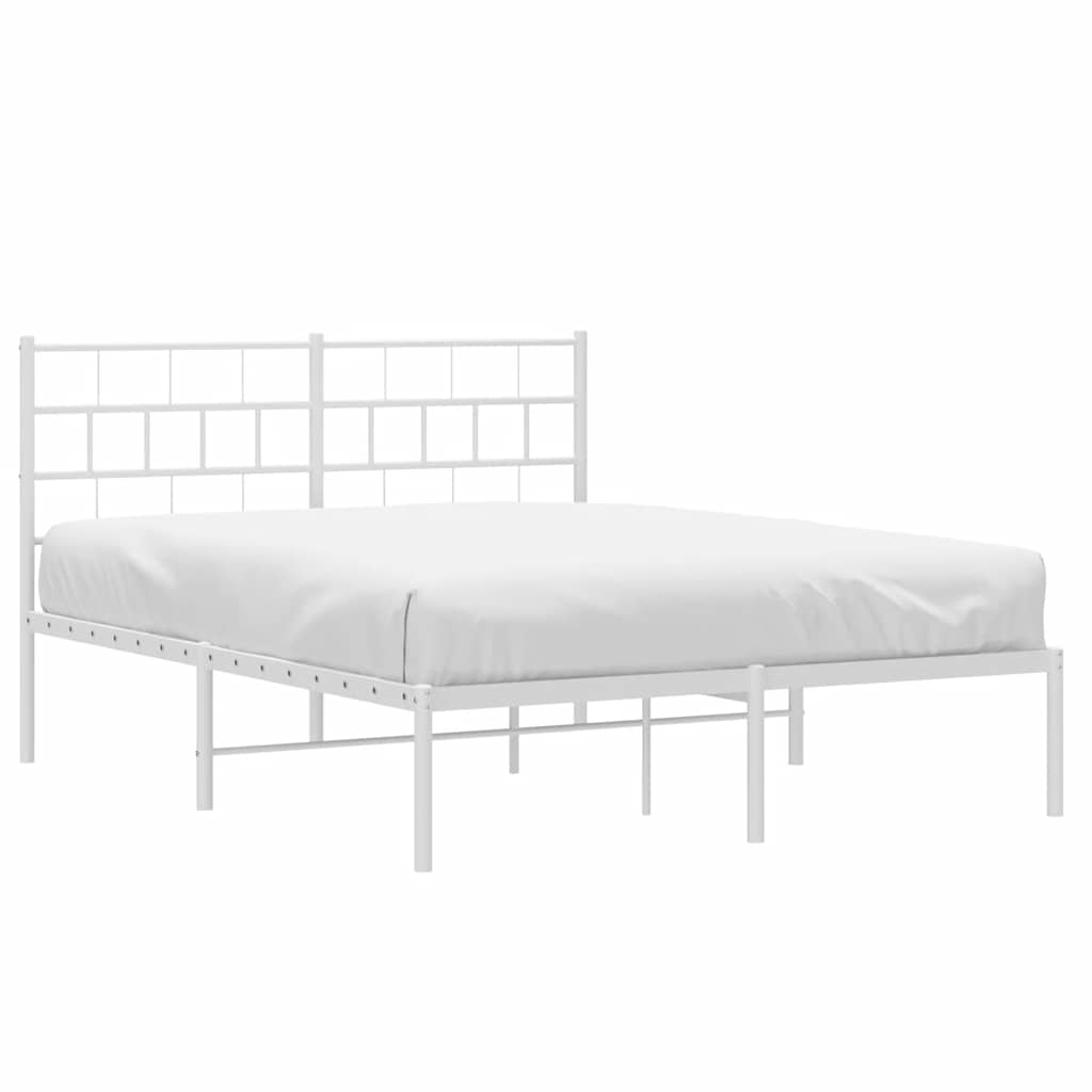 Metal Bed Frame without Mattress with Headboard White 135x190 cm