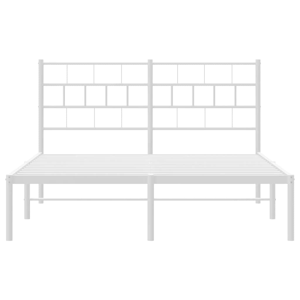 Metal Bed Frame without Mattress with Headboard White 135x190 cm