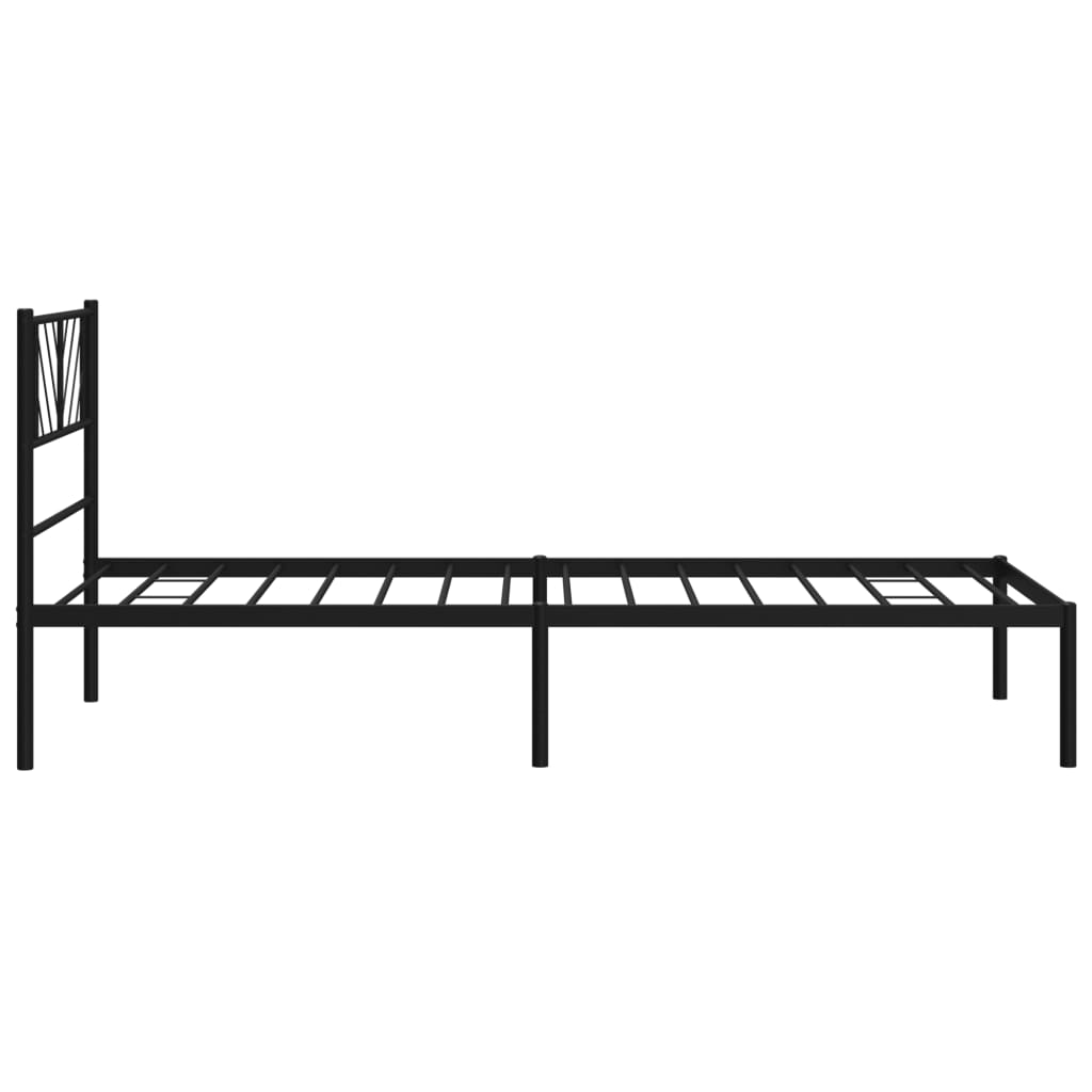 Metal Bed Frame without Mattress with Headboard Black 90x190 cm