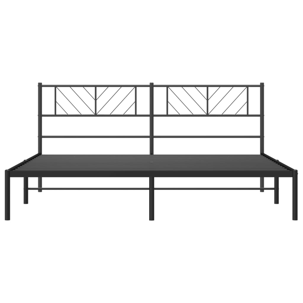Metal Bed Frame without Mattress with Headboard Black 183x203 cm King