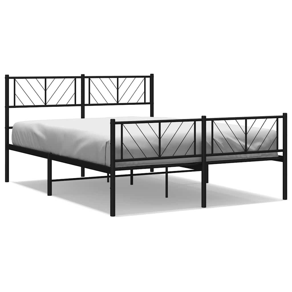 Metal Bed Frame without Mattress with Footboard Black 135x190 cm