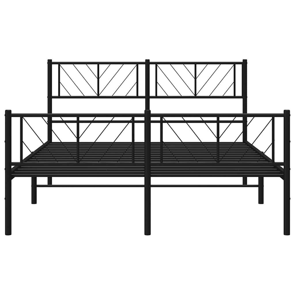 Metal Bed Frame without Mattress with Footboard Black 135x190 cm