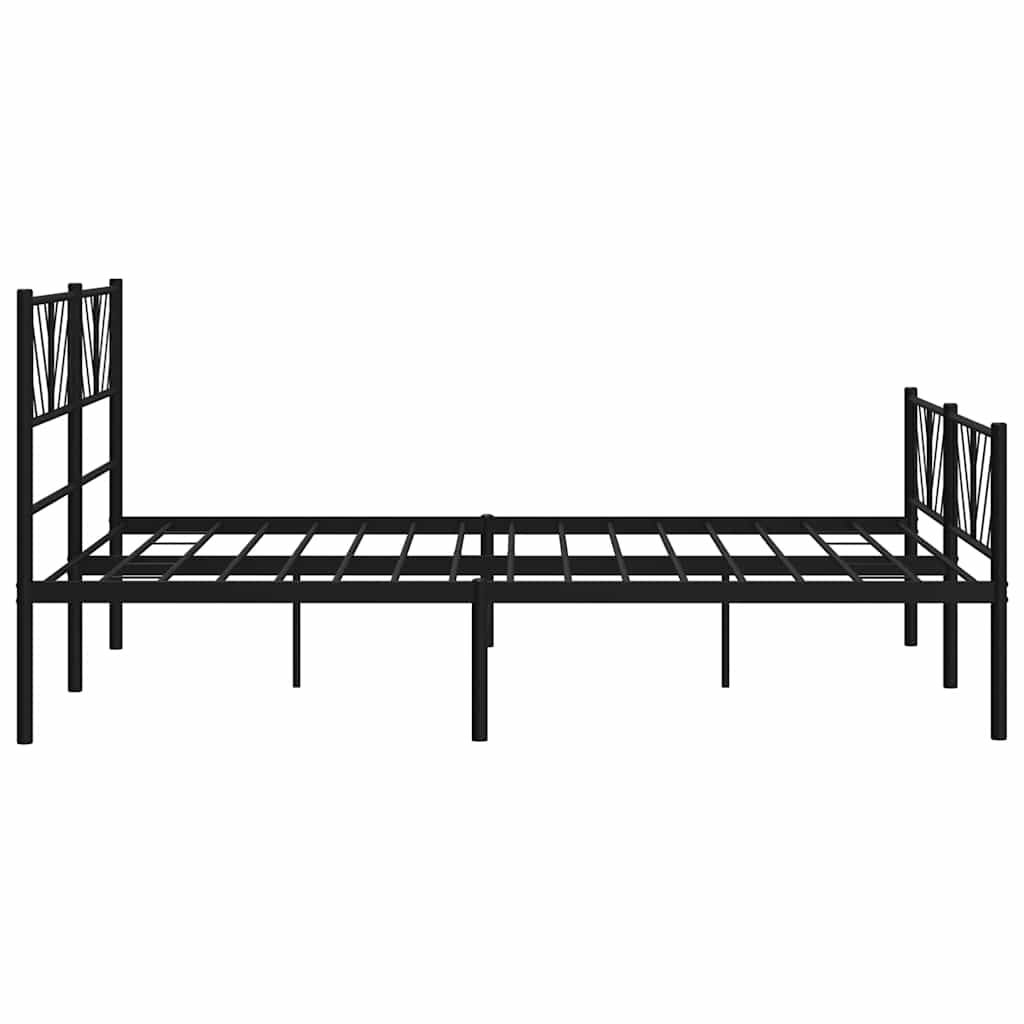 Metal Bed Frame without Mattress with Footboard Black 150x200 cm
