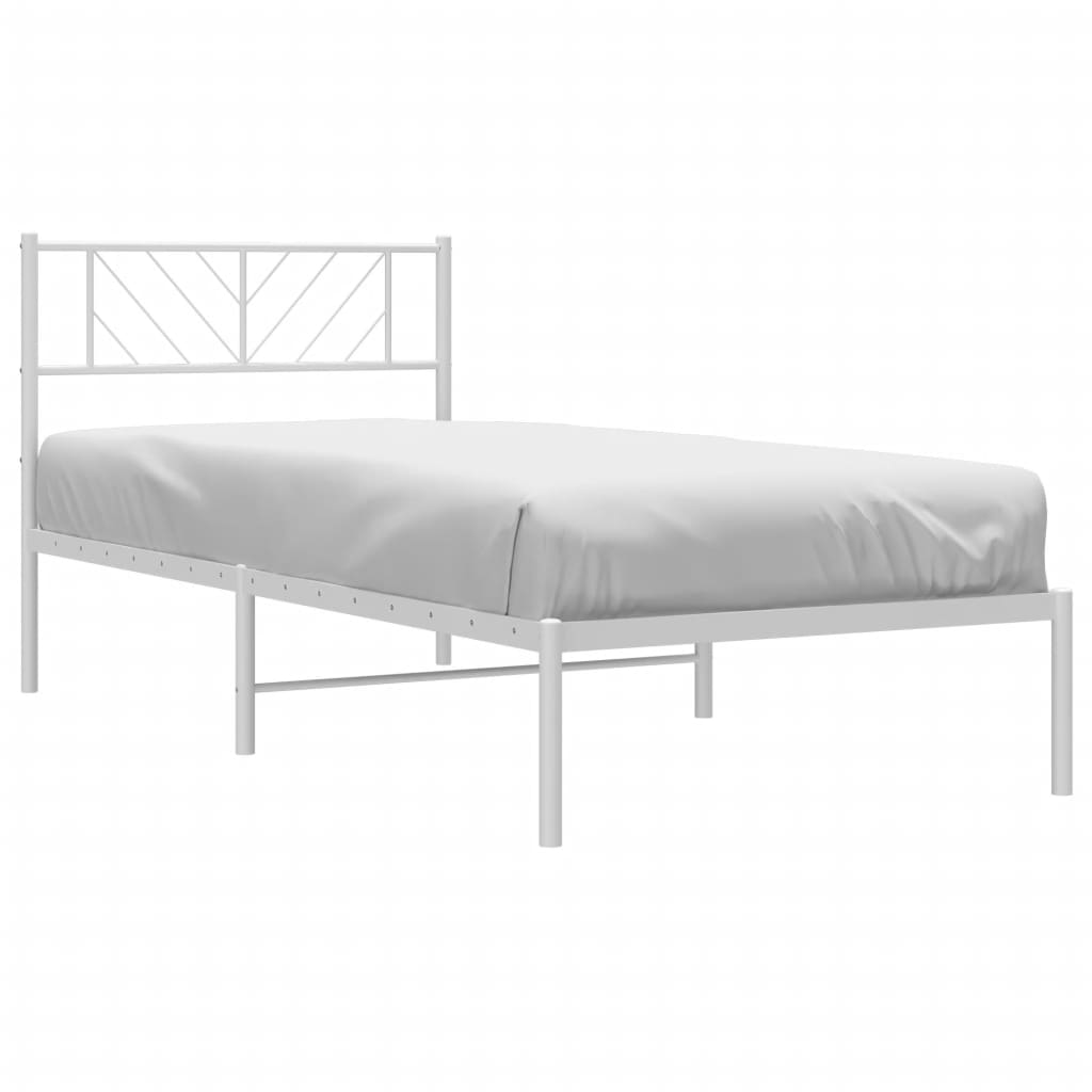 Metal Bed Frame without Mattress with Headboard White 107x203 cm King Single