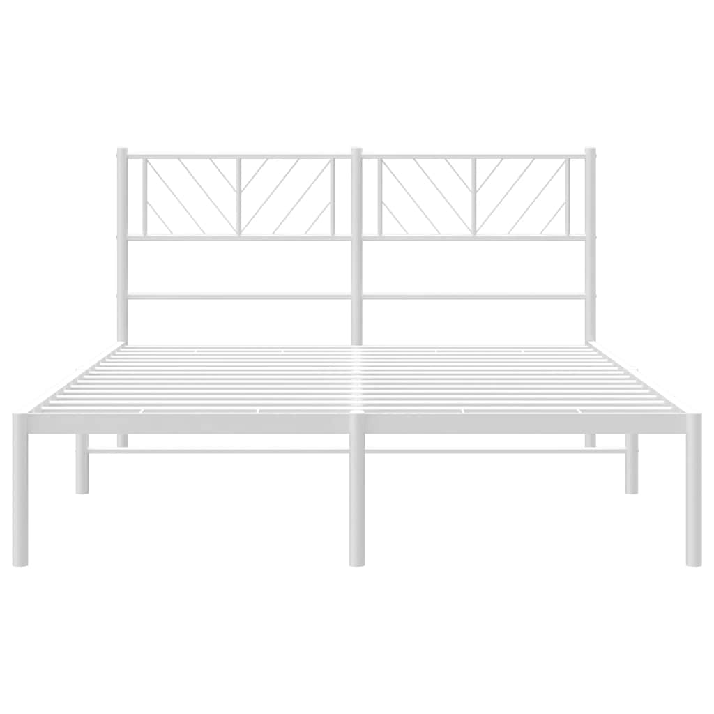 Metal Bed Frame without Mattress with Headboard White 135x190 cm