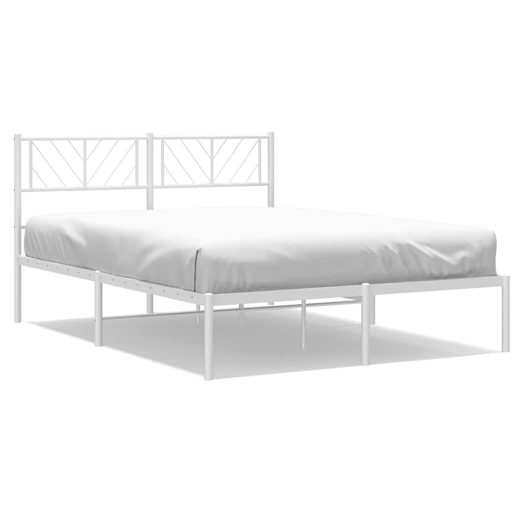 Metal Bed Frame without Mattress with Headboard White 150x200 cm