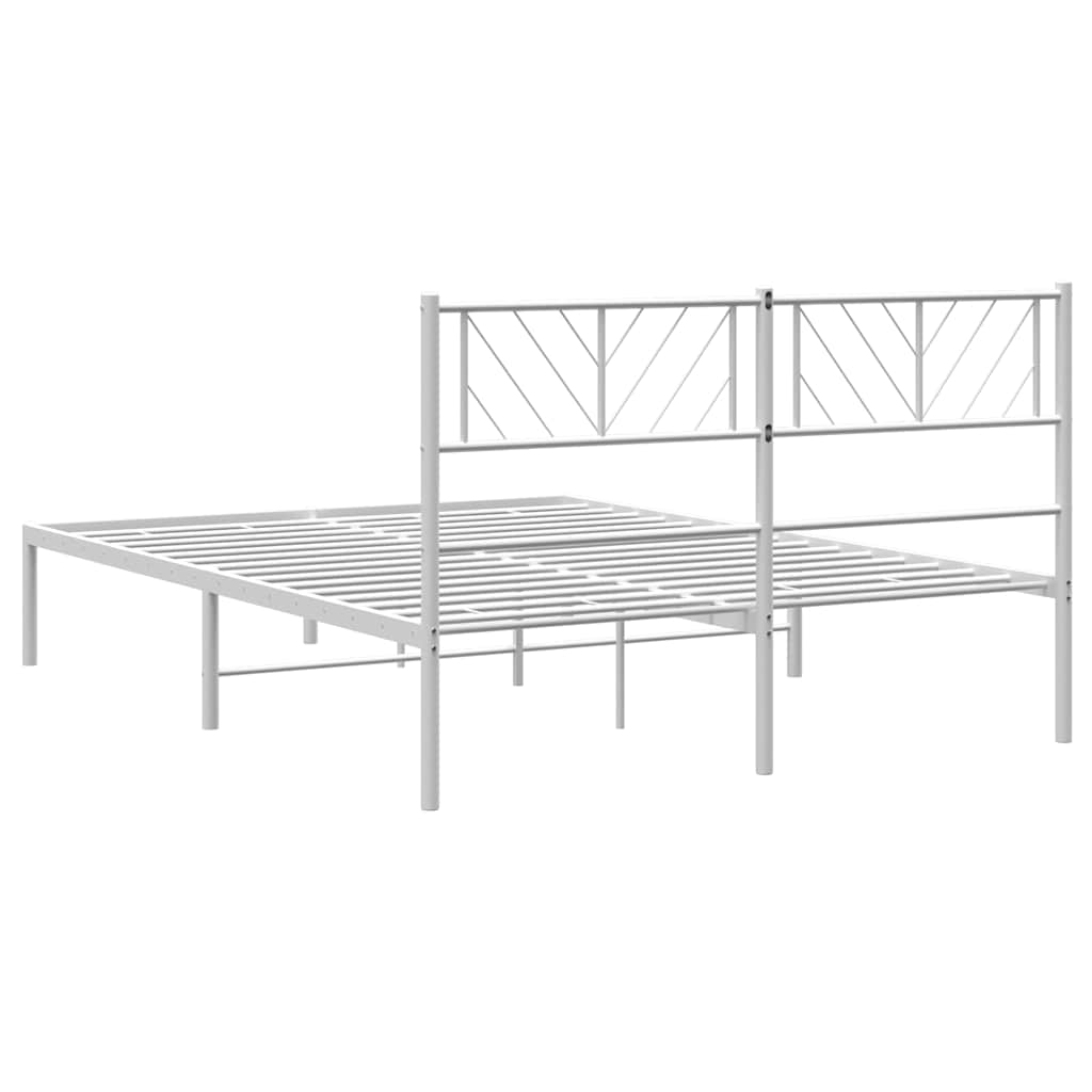 Metal Bed Frame without Mattress with Headboard White 150x200 cm