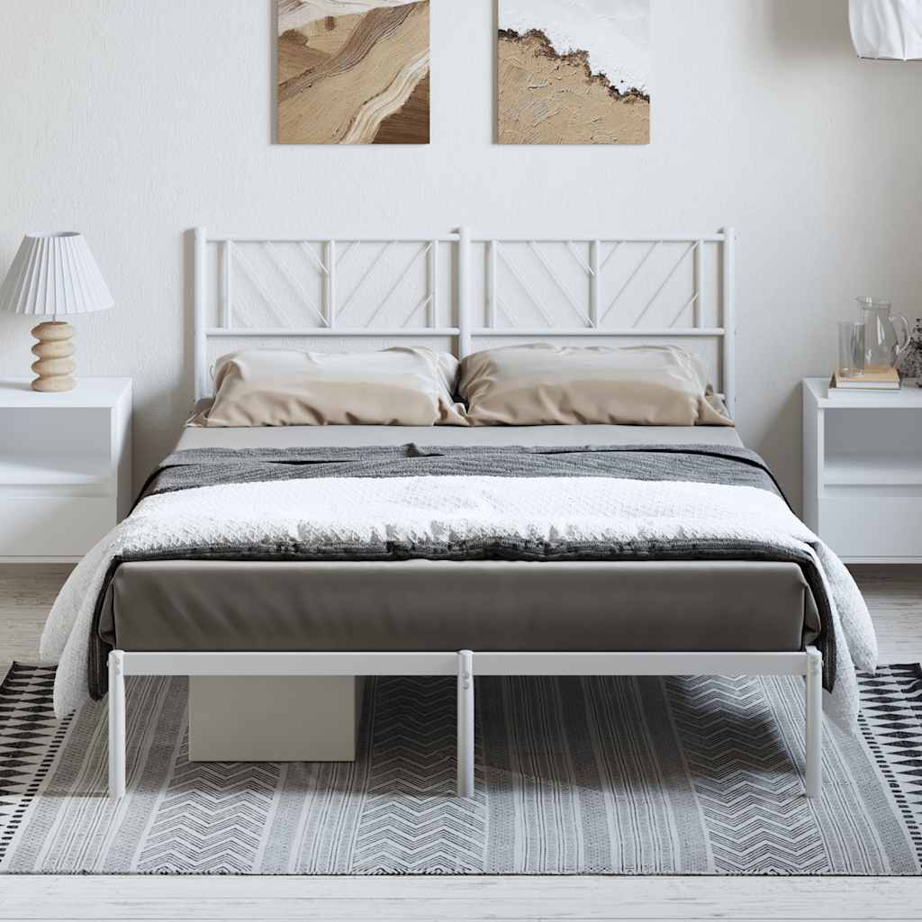 Metal Bed Frame without Mattress with Headboard White 150x200 cm