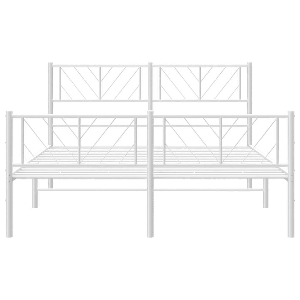 Metal Bed Frame without Mattress with Footboard White 135x190 cm