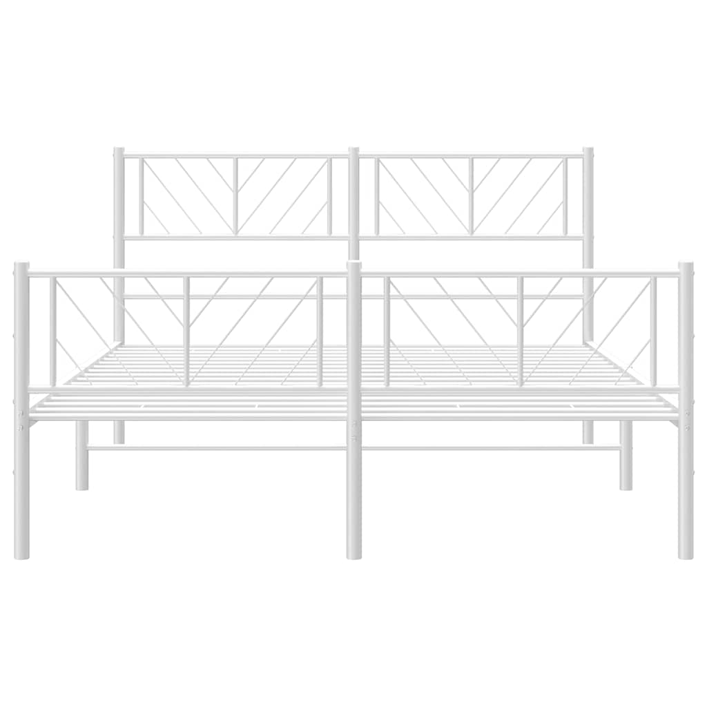 Metal Bed Frame without Mattress with Footboard White 150x200 cm