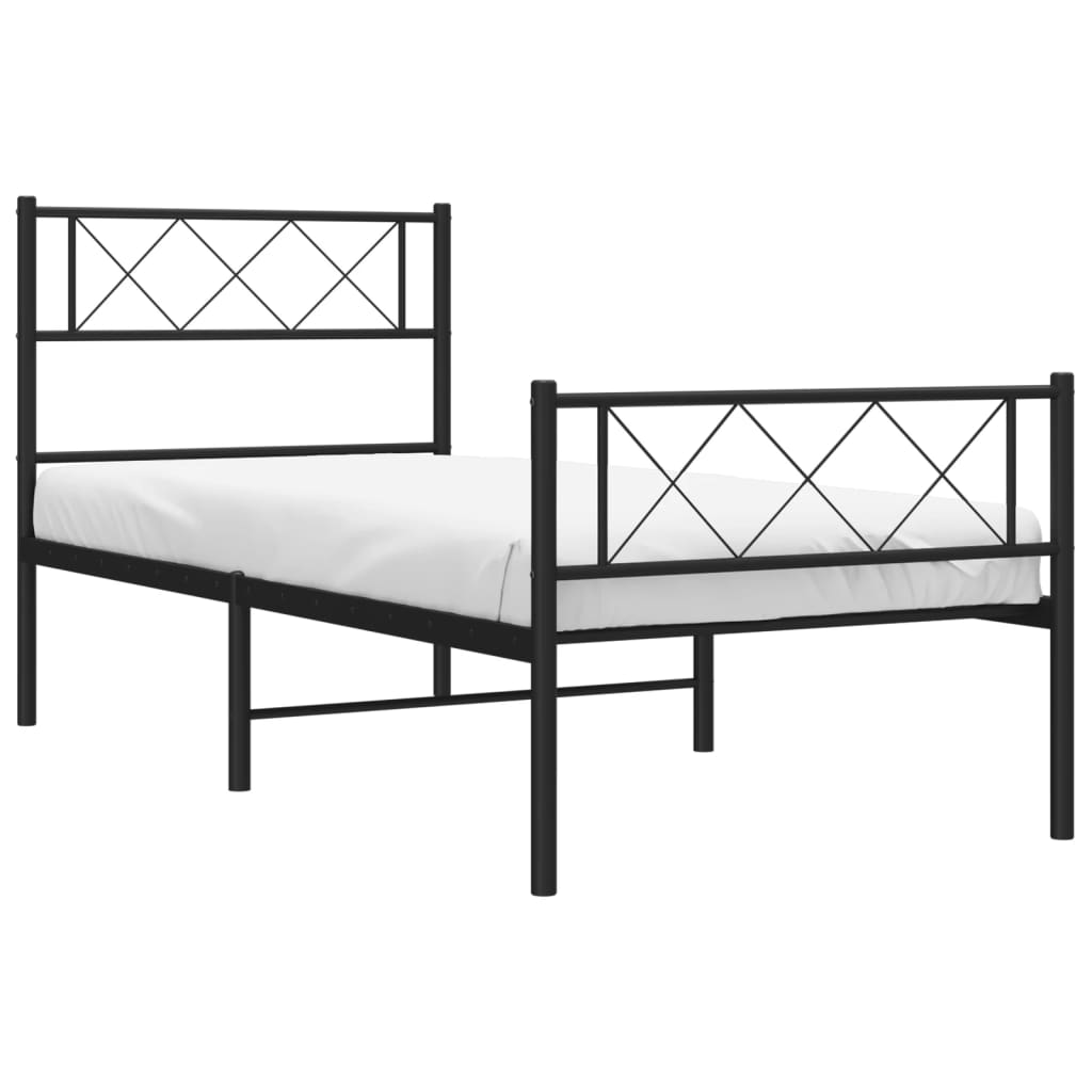 Metal Bed Frame without Mattress with Footboard Black 107x203 cm King Single
