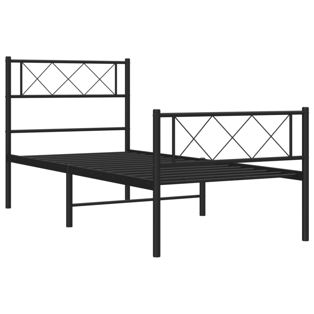 Metal Bed Frame without Mattress with Footboard Black 107x203 cm King Single