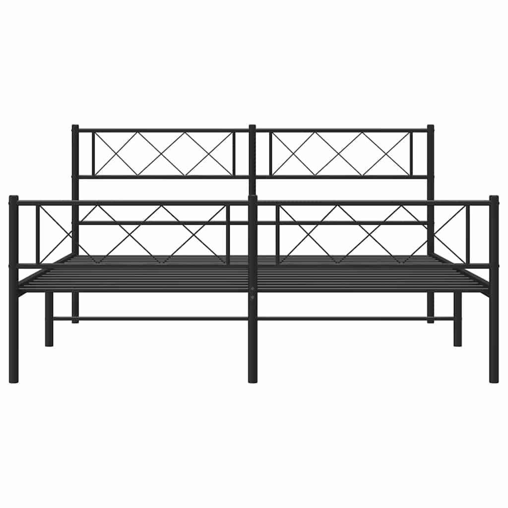 Metal Bed Frame without Mattress with Footboard Black 135x190 cm