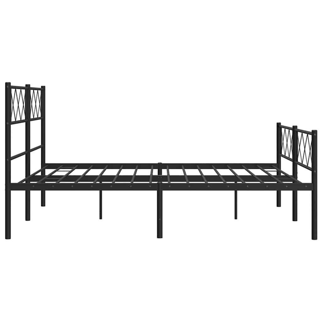 Metal Bed Frame without Mattress with Footboard Black 150x200 cm