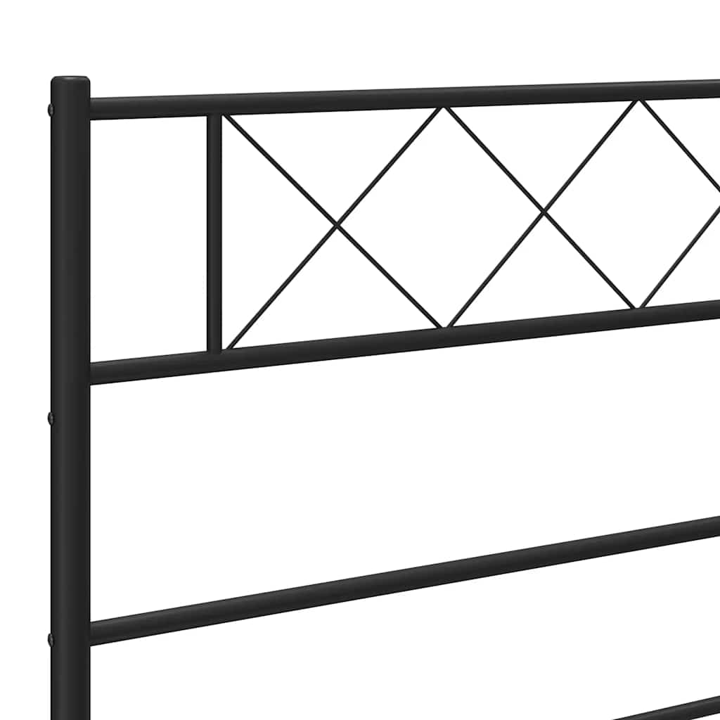 Metal Bed Frame without Mattress with Footboard Black 150x200 cm