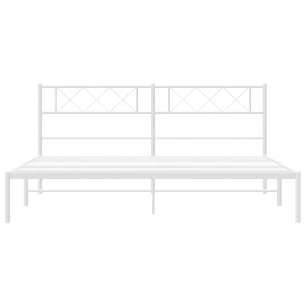 Metal Bed Frame without Mattress with Headboard White 183x203 cm King