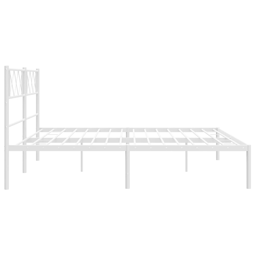 Metal Bed Frame without Mattress with Headboard White 183x203 cm King