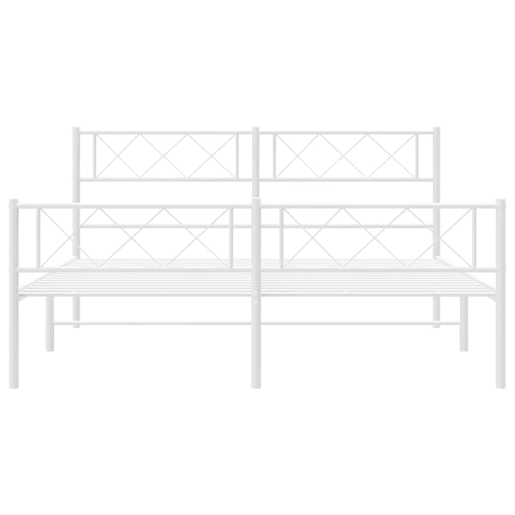 Metal Bed Frame without Mattress with Footboard White 135x190 cm