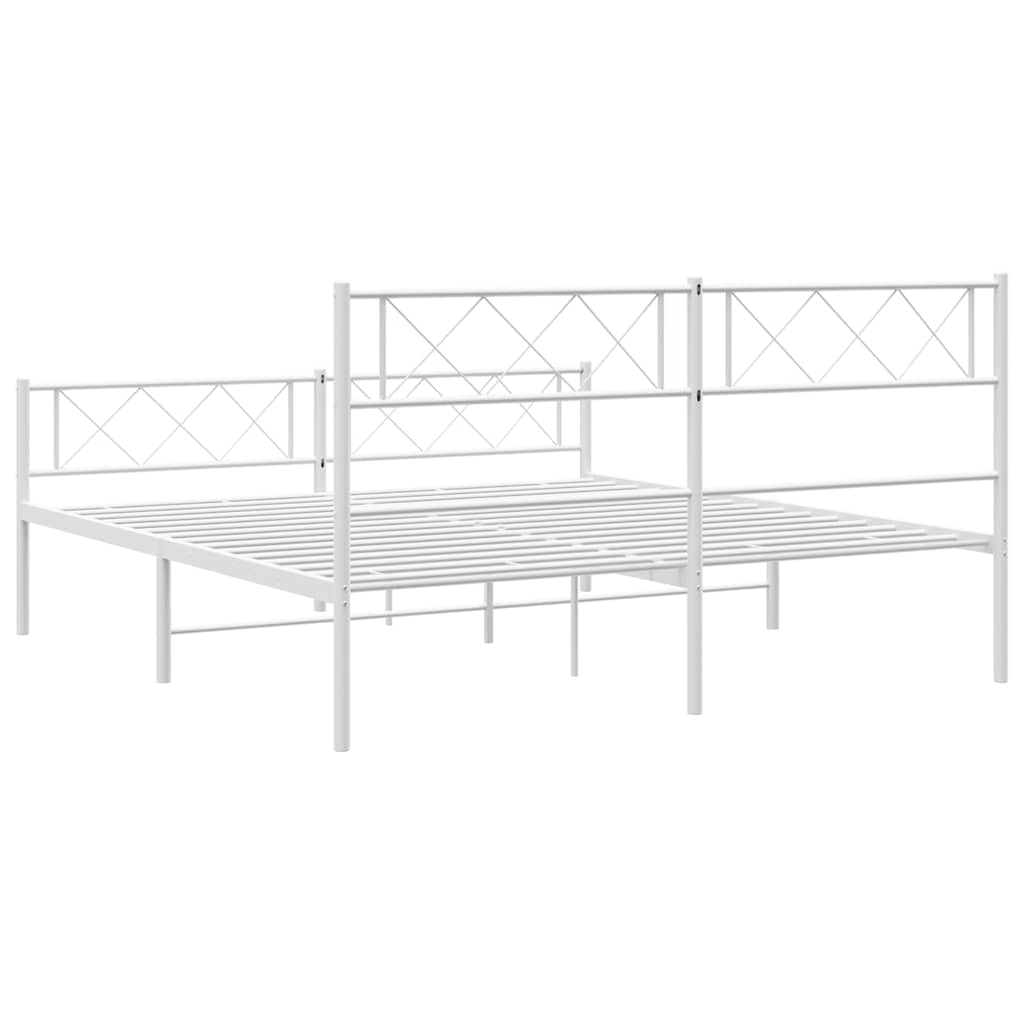 Metal Bed Frame without Mattress with Footboard White 135x190 cm