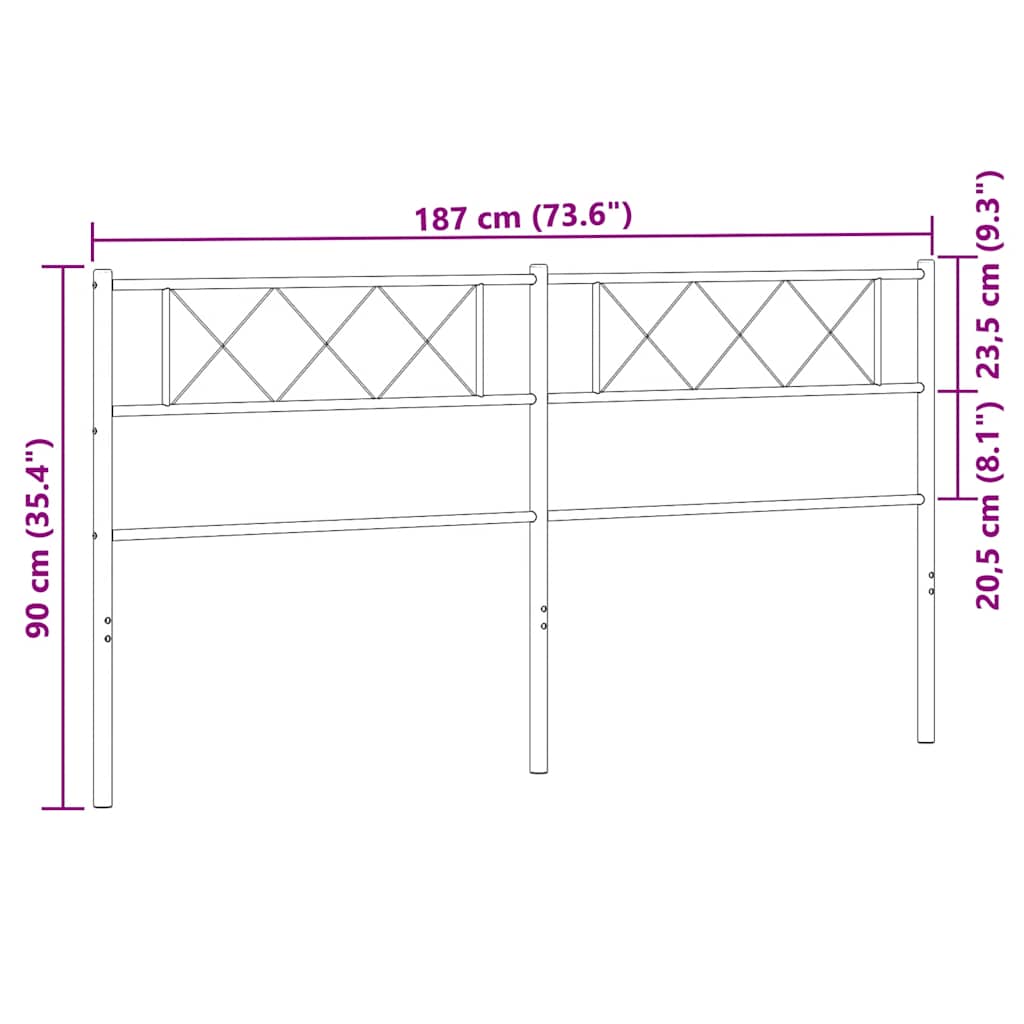 Metal Headboard White 183 cm King