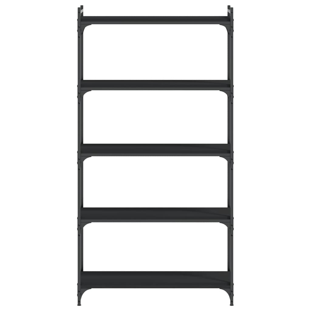 Bookcase 5-Tier Black 80x30x154 cm Engineered Wood
