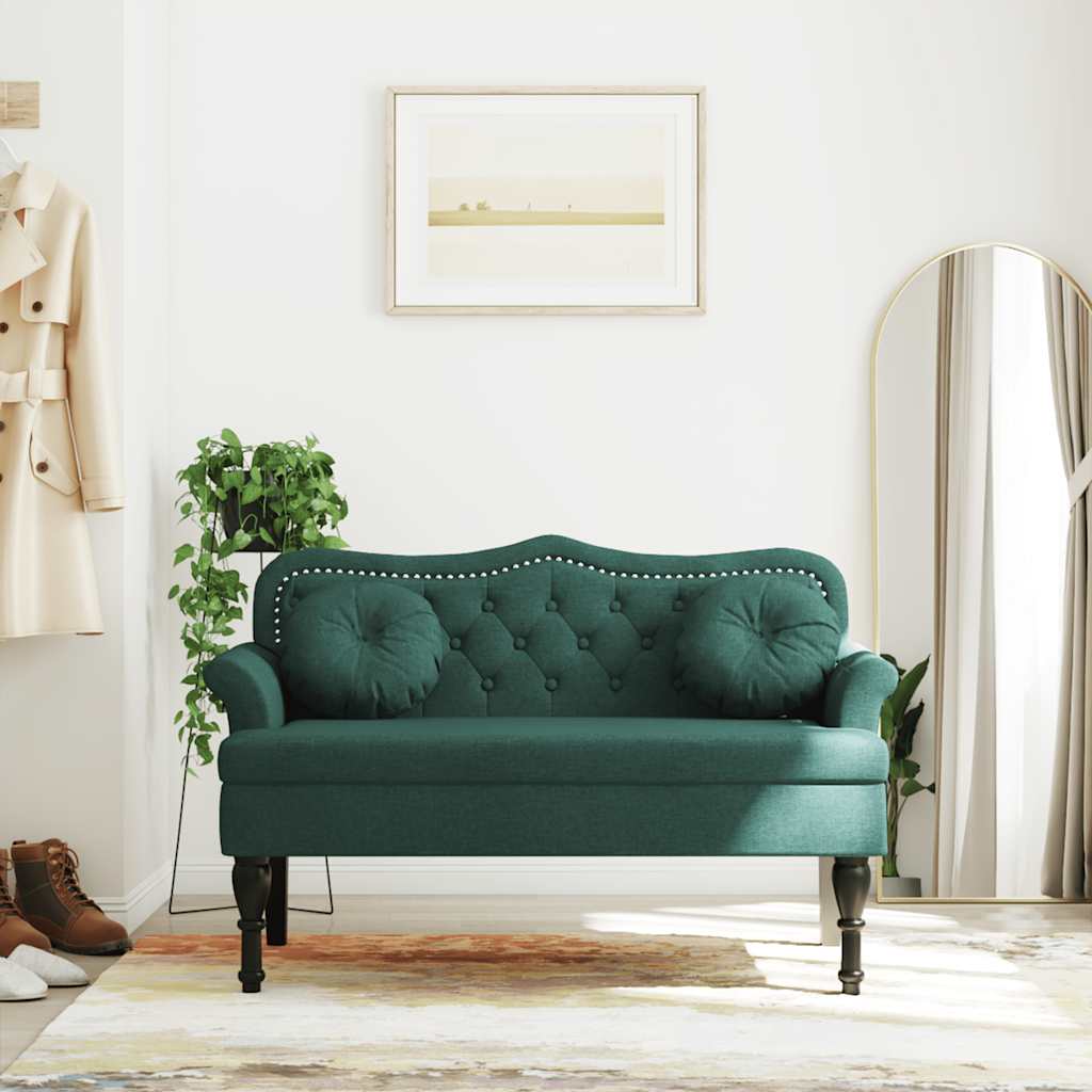 Bench with Cushions Dark Green 120.5x65x75 cm Velvet