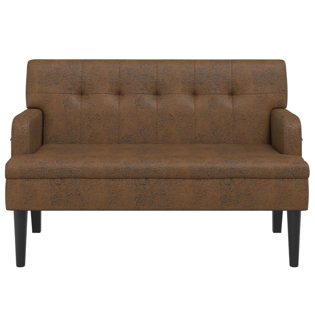 Bench with Backrest Brown 112x65.5x75 cm Faux Suede Leather
