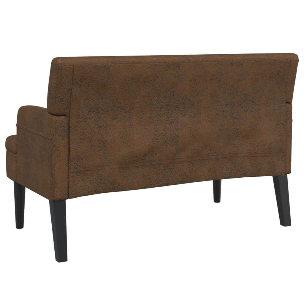 Bench with Backrest Brown 112x65.5x75 cm Faux Suede Leather