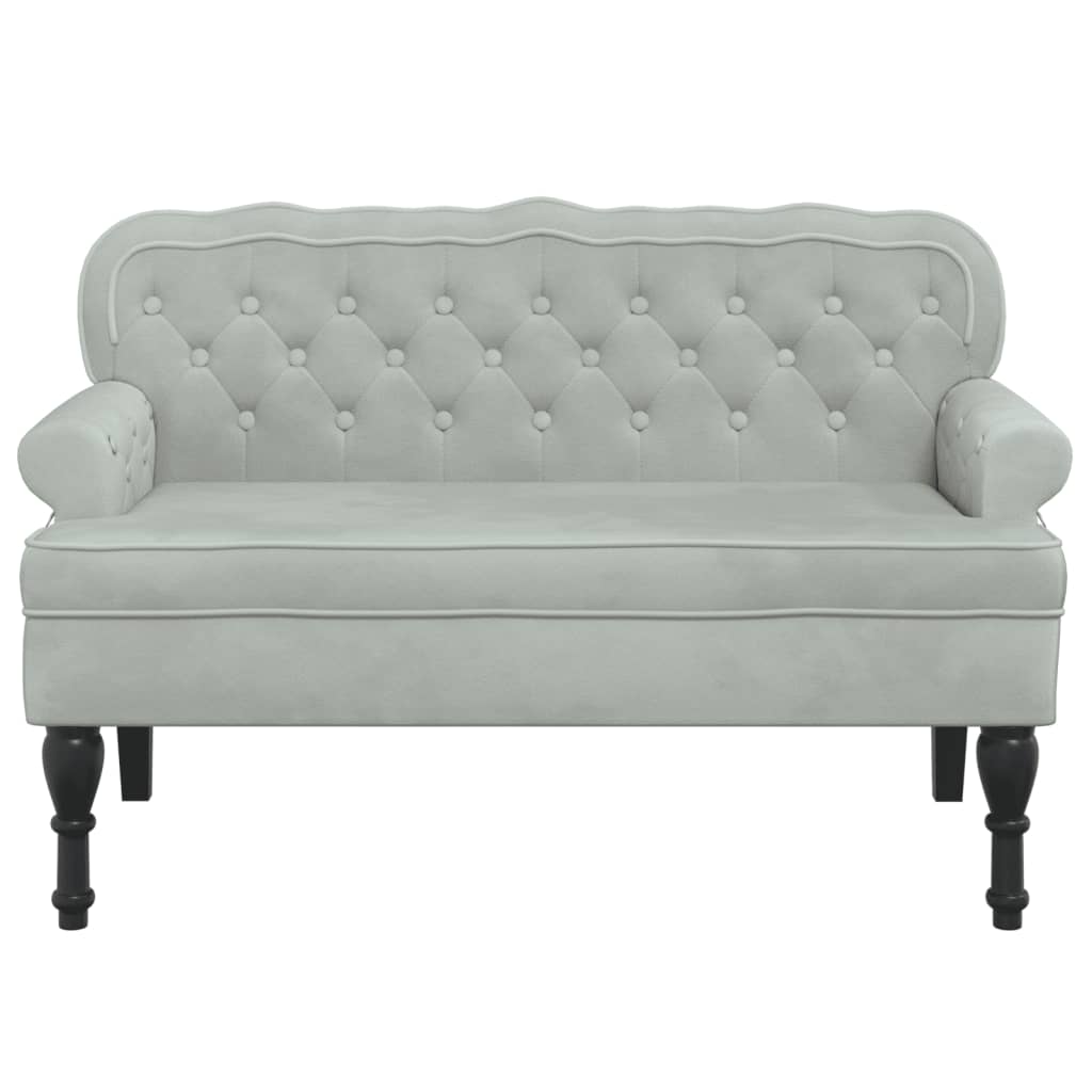 Bench with Backrest Light Grey 119.5x64.5x75 cm Velvet