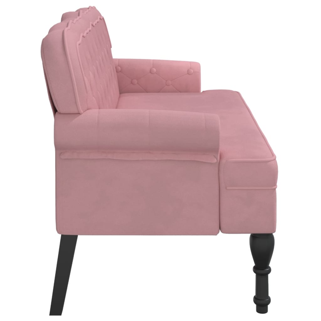 Bench with Backrest Pink 119.5x64.5x75 cm Velvet