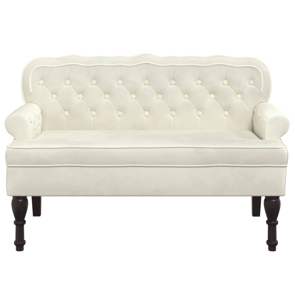 Bench with Backrest Cream 119.5x64.5x75 cm Velvet